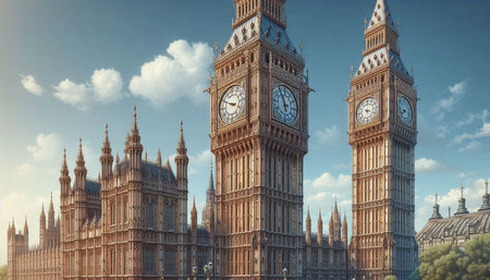 Big Ben Houses of Parliament Westminster Palace London gothic architecture.