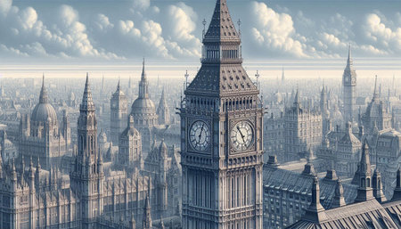Big Ben and Houses of Parliament in London, UK. 3D rendering