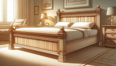 Bedroom interior. 3d illustration of a classic bedroom with furniture.