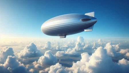 Airship in the blue sky. 3D Rendering, 3D illustration.の写真素材
