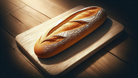 Bread on a wooden cutting board. Toned in retro style.