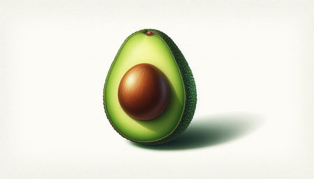 Avocado on white background. 3D illustration. Top view.