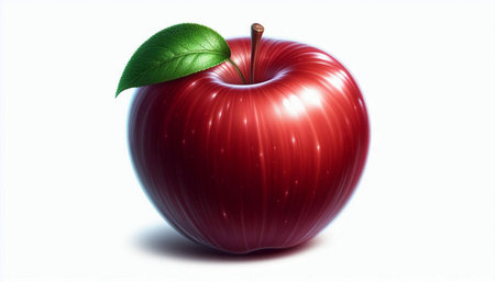 Red apple with leaf isolated on white background. 3D illustration.の写真素材