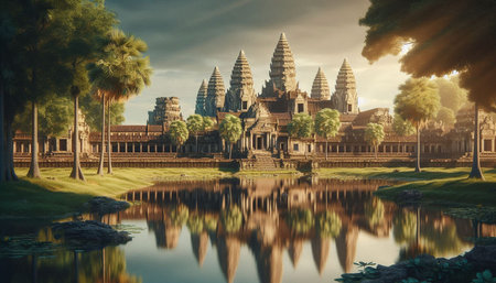 Angkor Wat Temple, Siem Reap, Cambodia, Asiaの写真素材