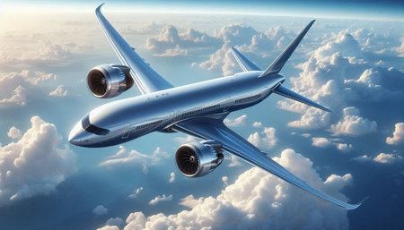 Airplane in the sky. 3d illustration. 3d rendering