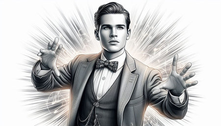 Portrait of a handsome young man in a suit with bow tie.