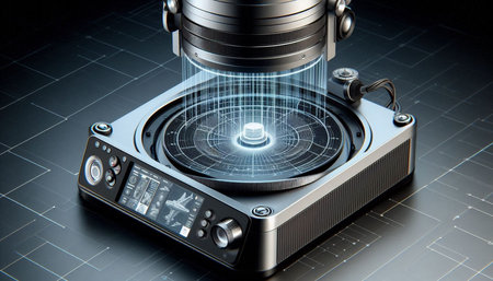 3d rendering of a modern digital camera on a black background.
