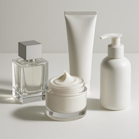 cosmetic cream bottle lotion cosmetic product on white background with reflection