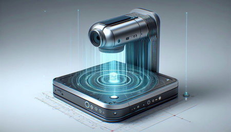 Security camera on the digital tablet. 3d rendering. Computer digital drawing.