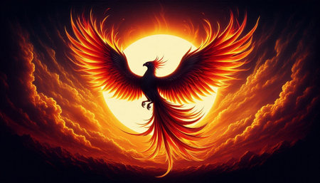 3d rendering of an eagle flying in the sky with a bright sun