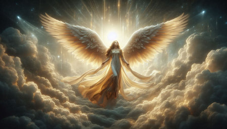 Angel in the sky. 3D illustration. 3d rendering.の写真素材