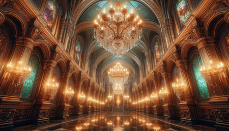 Interior of Notre Dame Cathedral in Paris, France. 3D renderingの写真素材