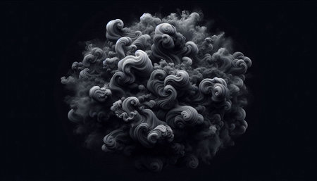 3d rendering of a cloud of smoke on a black background.