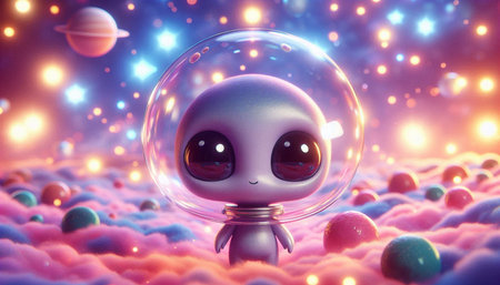 alien in space, 3d illustration of alien in space, 3d rendering