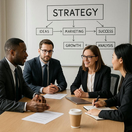 Group of business people working together in office. Teamwork concept.