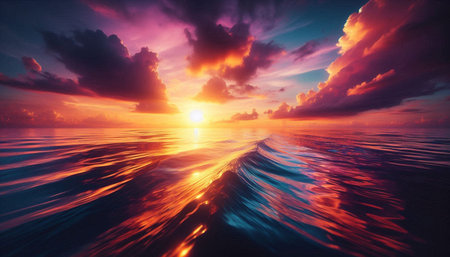 Beautiful sunset over the sea. Colorful sunset over the sea.