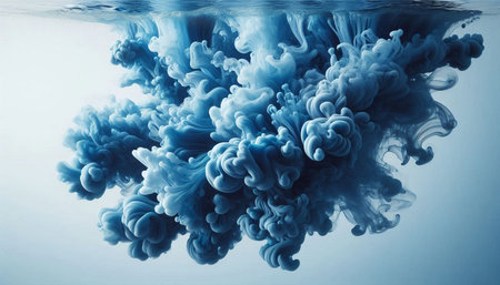 Blue ink in water. Ink in water. Abstract background for design.の写真素材