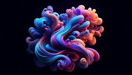 abstract 3d illustration of colorful paint splashes on black background