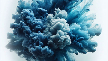 Blue ink in water. Abstract background. 3d rendering, toned image.