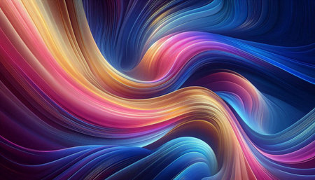 abstract background with smooth lines in blue, orange and purple colors