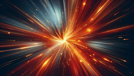 Abstract background with rays and star trails. Fractal art. 3d rendering