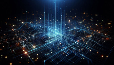 3D rendering of abstract technology concept. Futuristic background with circuit board