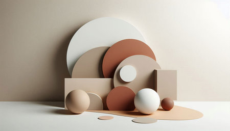 3d render of abstract minimal geometric forms. Pastel color podium for product presentation.