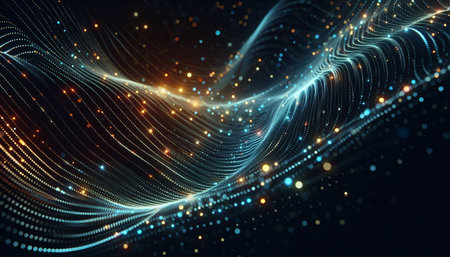 Abstract particles wave. Futuristic technology style. Elegant background for business tech...