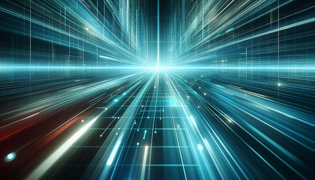 Futuristic technology background with high speed shutter speed. 3d rendering
