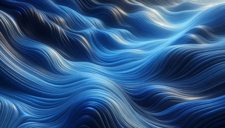 Blue abstract wavy background. Computer generated 3D photo rendering.