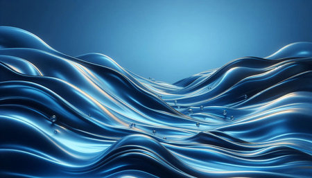 3d render of blue wavy liquid background with some smooth lines in it