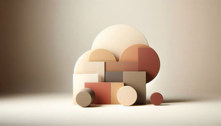 3d render of abstract geometric shape composition. Modern minimal background with primitive shapes.
