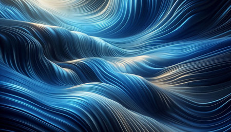 abstract blue wavy background, computer generated, 3d render