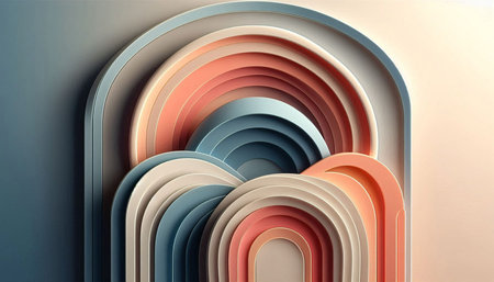 Abstract background made of curved paper sheets. 3d render illustration.