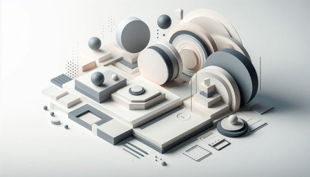 Abstract background with 3d objects. Technology concept. Vector illustration.