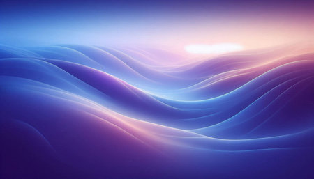 abstract blue background with smooth lines and bokeh - fractal art