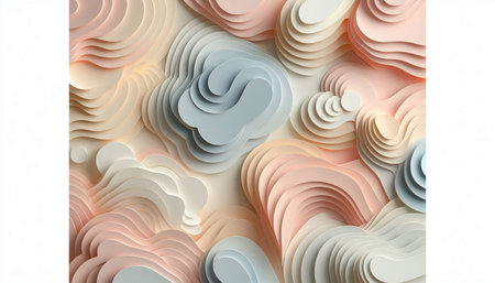 3d render, abstract wave background, paper cut style, vector illustration