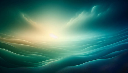 abstract background with blue and green waves. 3d render illustration