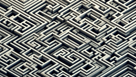 A 3d illustration of a maze with a solution in the center
