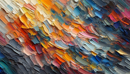 Abstract oil painting background. Multicolored brushstrokes of paint.