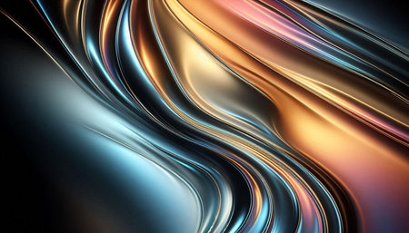 abstract background with smooth lines in orange, blue and black colors