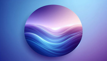 Abstract background with blue waves in circle. Vector illustration for your design