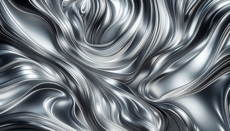 Silver metallic background with waves. 3d rendering, 3d illustration.