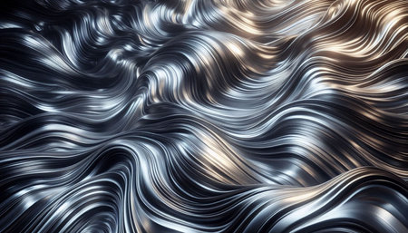 3d rendering of abstract wavy metallic background. Creative Design Templates