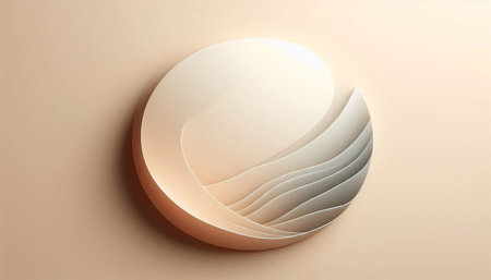 3d rendering of beige abstract background with paper cut shapes.