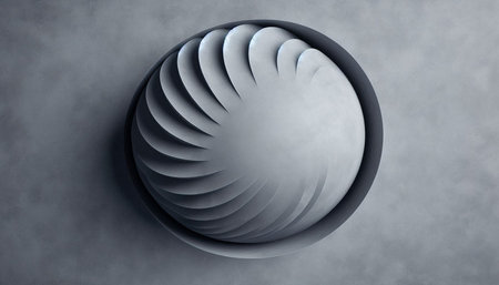 Abstract 3d rendering of a sphere on a gray background. Geometric shapes.