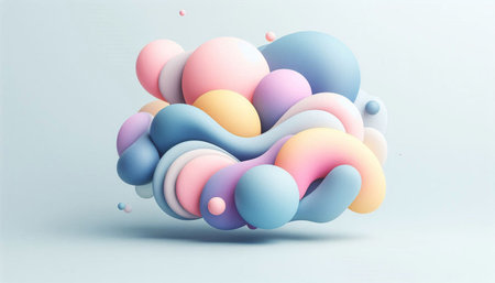 3d render, abstract background with colorful liquid shapes, minimal design