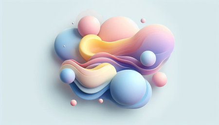 3d render abstract background with colorful liquid shapes. Vector illustration.