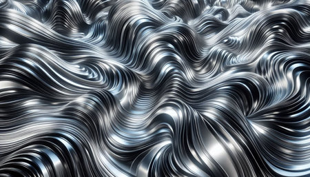 Abstract background with metallic waves. 3d rendering, 3d illustration.