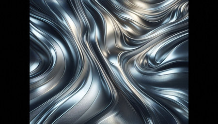 3d illustration of abstract metallic background with waves and lines in it